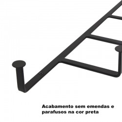Cabideiro Grande Estilo Industrial Decorativo Ferro Preto 66x18x5cm