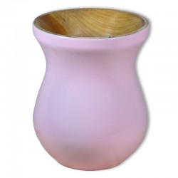 Cuia Madeira Nobre Imbuia Chimarrão Perolizada Rosa Pastel
