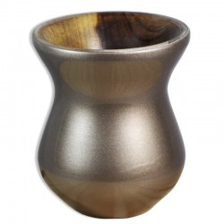 Cuia Madeira Nobre Imbuia Chimarrão Perolizada Bronze
