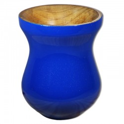 Cuia Madeira Nobre Imbuia Chimarrão Perolizada Azul
