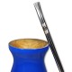 Cuia Tradicional Madeira Imbuia Azul com Bomba Inox Grêmio