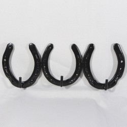 Cabideiro Parede 3 Ganchos Country Western Ferradura Preto