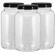 Conjunto 3 Potes Para Mantimentos Vidro 3,2L Preto