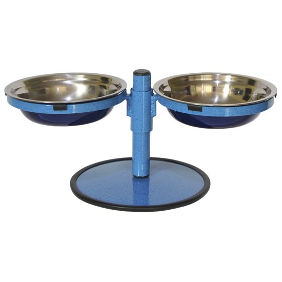 Comedouro Metal Duplo Pequeno com Altura Regulável - Azul Pigmentado