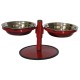Comedouro Metal Duplo Pequeno com Altura Regulável – Vermelho Pigmentado