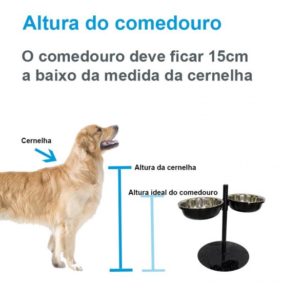 Comedouro Metal Duplo Grande com Altura Regulável – Roxo Pigmentado