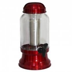 Barrica Suqueira de Vidro 3.2 litros com Porta Gelo Vermelho Verniz