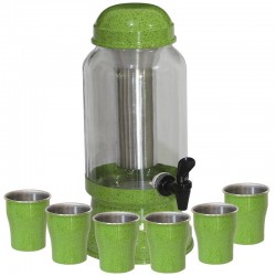 Barrica Suqueira 3,2 Lt com Copos e Porta Gelo Completa Verde Pigmentado