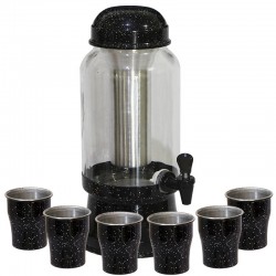 Barrica Suqueira 3,2 Lt com Copos e Porta Gelo Completa Preto Pigmentado