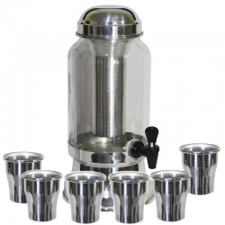 Barrica Suqueira 3,2 Lt com Copos e Porta Gelo Completa Polida