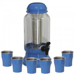 Barrica Suqueira 3,2 Lt com Copos e Porta Gelo Completa Azul Pigmentado