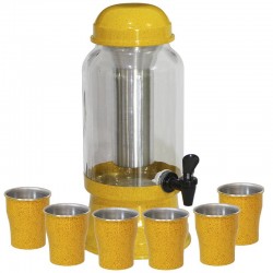 Barrica Suqueira 3,2 Lt com Copos e Porta Gelo Completa Amarelo Pigmentado