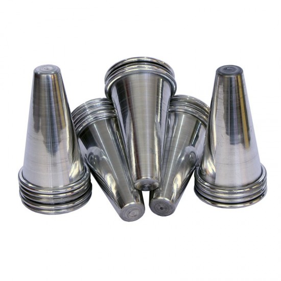 Kit 20 Cones para Pizza Cone em Alumínio Polido 8cm