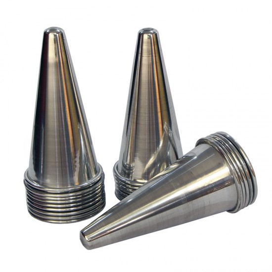 Kit 10 Cones para Pizza Cone em Alumínio Polido 14cm