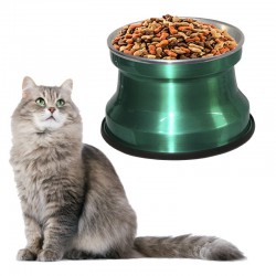 Comedouro Alumínio Gatos Medio 400ml – Verde Verniz