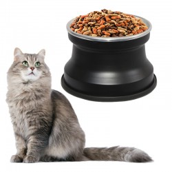 Comedouro Alumínio Gatos Medio 400ml – Preto Liso