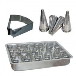 Kit Pizza Cone Assadeira 24 cavidades + 48 Cones 12cm + Faca