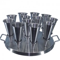 kit Forma Para Pizza Cone com 12 Cones 12cm Alumínio para 12 Pizzas com Faca