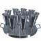 kit Forma Para Pizza Cone com 12 Cones 14cm Alumínio para 12 Pizzas com Faca