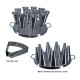 kit Forma Para Pizza Cone com 12 Cones 14cm Alumínio para 12 Pizzas com Faca