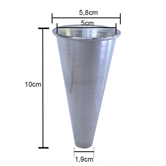 Cone para Pizza Cone em Alumínio Polido 10cm