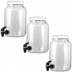 Kit 3 Barricas Vidro com Tampa e Torneira Cromo Plasticas BRANCO