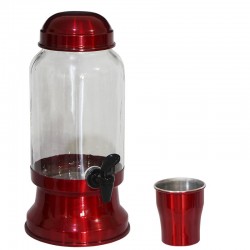 Suqueira Barrica para Suco em Vidro 3,2 Litros Vermelho Verniz
