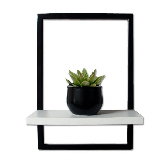 Prateleira Quadro Retangular Vertical 40x28 com Base Branca