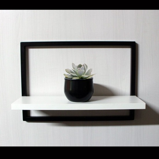 Prateleira Quadro Retangular Horizontal 40x28 com Base Branca
