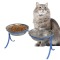 Comedouro Alto para Gatos em Inox Duplo – Azul