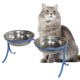 Comedouro Alto para Gatos em Inox Duplo – Azul