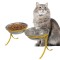 Comedouro Alto para Gatos em Inox Duplo – Amarelo