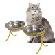 Comedouro Alto para Gatos em Inox Duplo – Amarelo