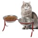 Comedouro Alto para Gatos em Inox Duplo – Vermelho