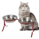 Comedouro Alto para Gatos em Inox Duplo – Vermelho