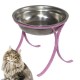 Comedouro Alto para Gatos em Inox Simples 580ml – Rosa