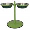 Comedouro Metal Duplo Grande com Altura Regulável – Verde Pigmentado