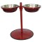 Comedouro Metal Duplo Grande com Altura Regulável – Vermelho Pigmentado