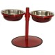 Comedouro Metal Duplo Médio com Altura Regulável – Vermelho Pigmentado
