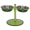 Comedouro Metal Duplo Médio com Altura Regulável – Verde Pigmentado