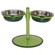 Comedouro Metal Duplo Médio com Altura Regulável – Verde Pigmentado