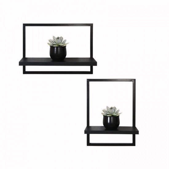 Kit 2 Prateleira Quadro Retangular Vertical e Horizontal  40x28 Preto